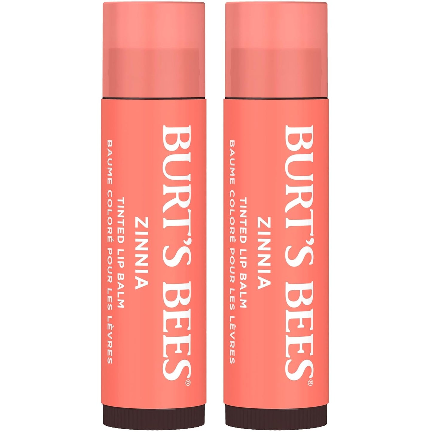 Burt's Bees Lip Tint Balm with Long Lasting 2 in 1 Duo Tinted Balm Formula, Color Infused with Deeply Hydrating Shea Butter for a Natural Looking Buildable Finish, Raspberry Zinnia (2-Pack)