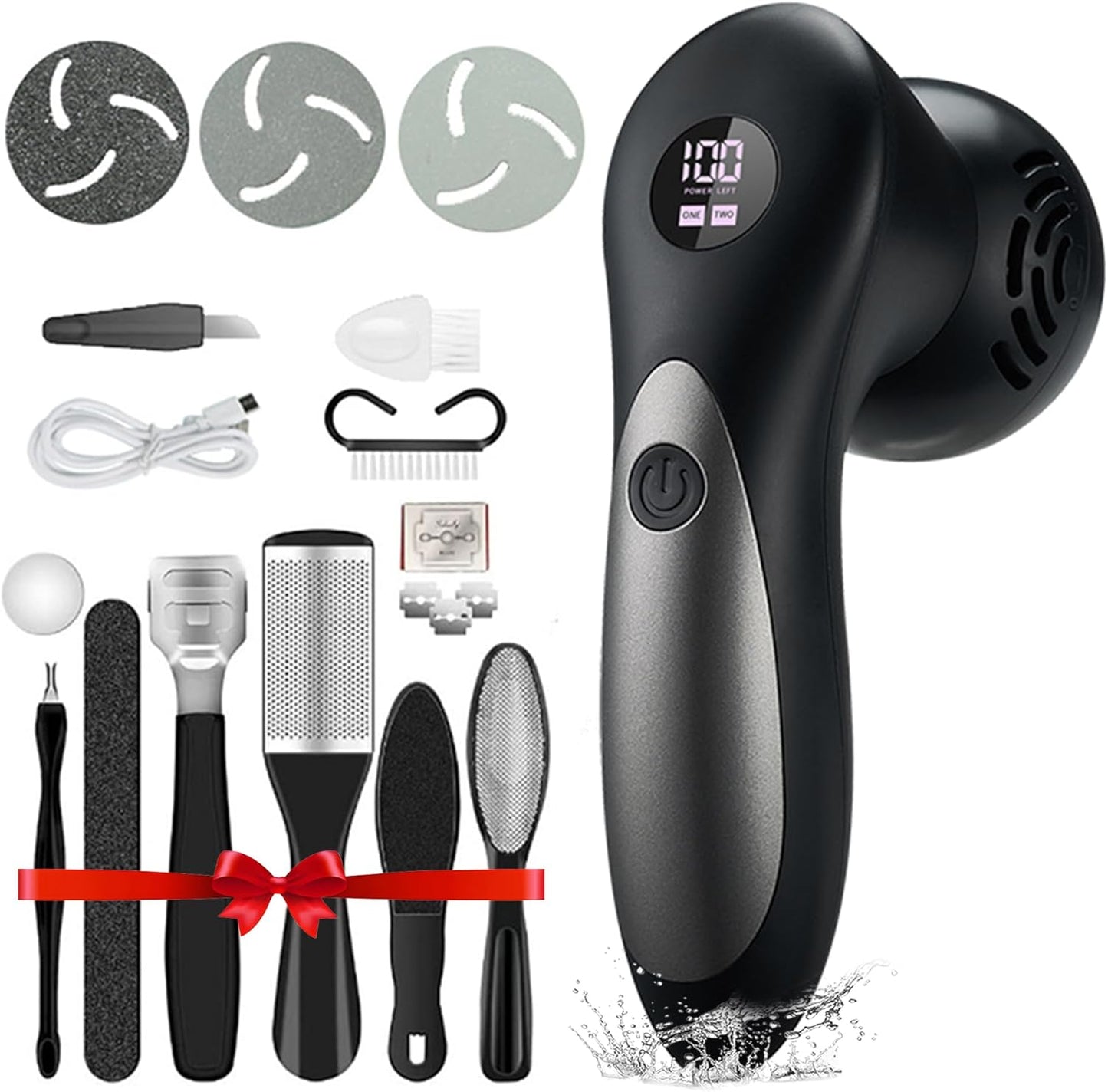 Electric Feet Foot Callus Remover Equipped with A Vacuum System Foot Scrubber 17 in 1 Professional Foot Care Tool Ipx6 Waterproof Rating for Removing Hard Cracks Dryness and Dead Skin (Black)