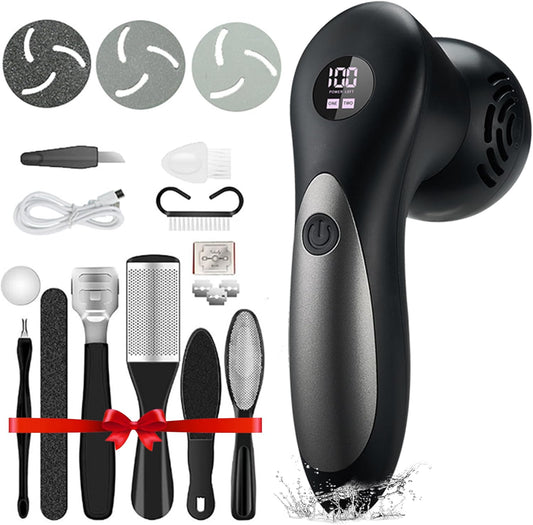 Electric Feet Foot Callus Remover Equipped with A Vacuum System Foot Scrubber 17 in 1 Professional Foot Care Tool Ipx6 Waterproof Rating for Removing Hard Cracks Dryness and Dead Skin (Black)