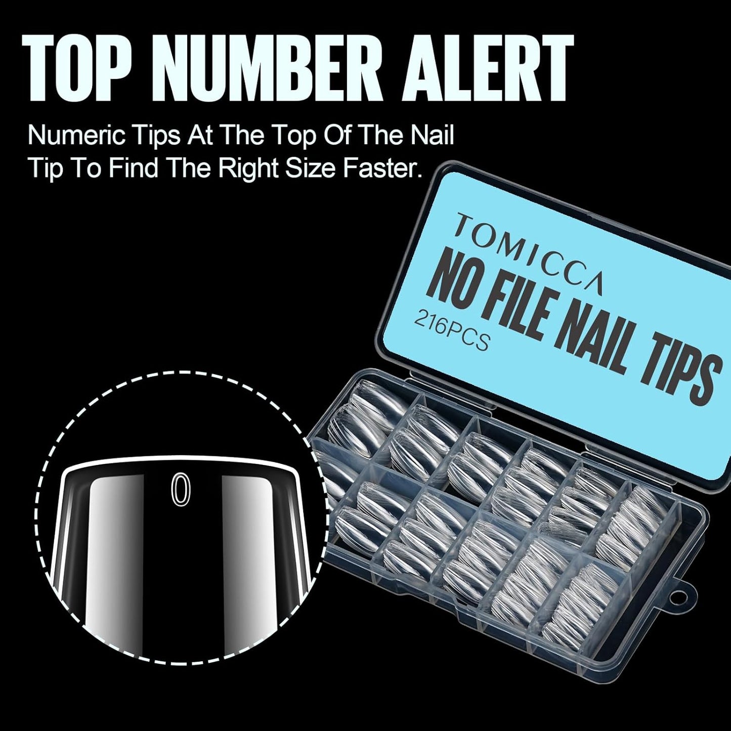 TOMICCA Fake Clear Nails, Short Square False Nail Tips, 216Pcs Nail Extension Tips for DIY Salon Gift