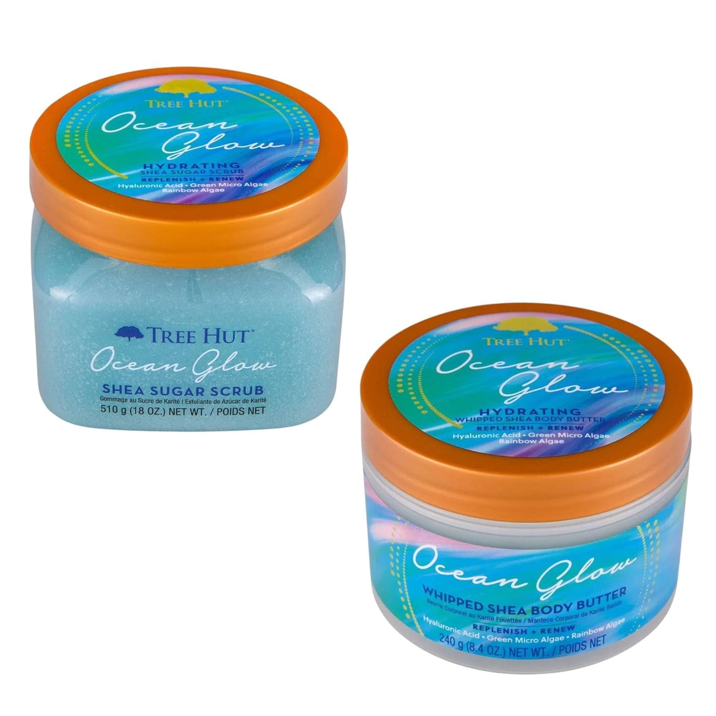 Ocean Glow Shea Sugar Scrub And Whipped Shea Body Butter Bundled With Beauty Patooty Self-Care Kit - Makeup Bag, Lip Balm, And Sleep Mask