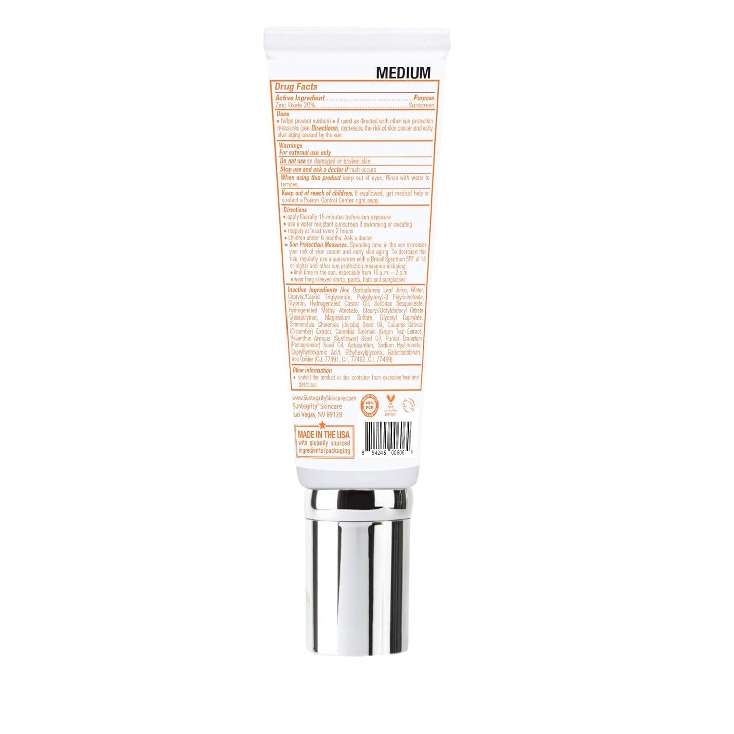 Suntegrity Tinted 5 in 1 Mineral Sunscreen for Face (SPF 30-2 oz) - Medium | BB Cream Moisturizer with Physical UVA/UVB Broad Spectrum Protection | Safe for Sensitive Skin