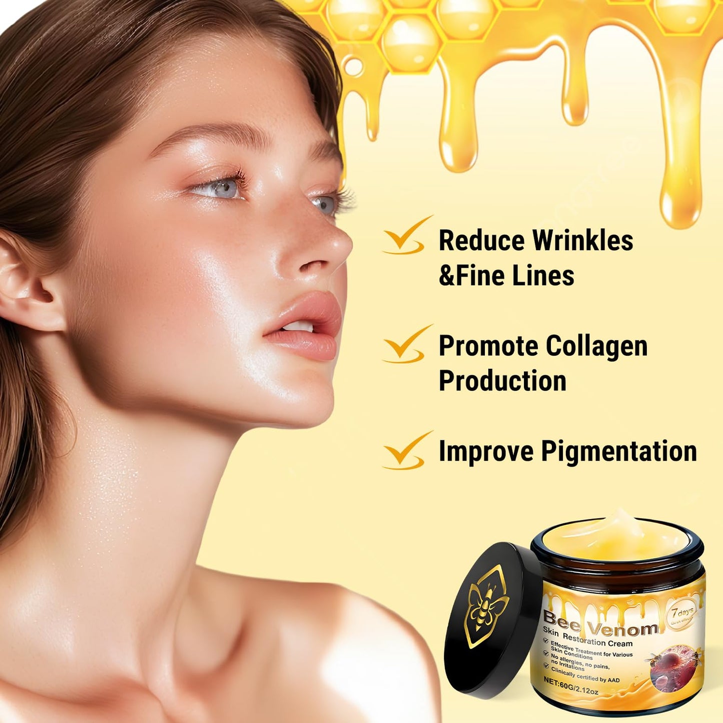 2pc Bee Venom Skin Restoration Cream, Bee Venom Skin Treatment Cream-Firms & Rejuvenates, Smooths Wrinkles & Fine Lines