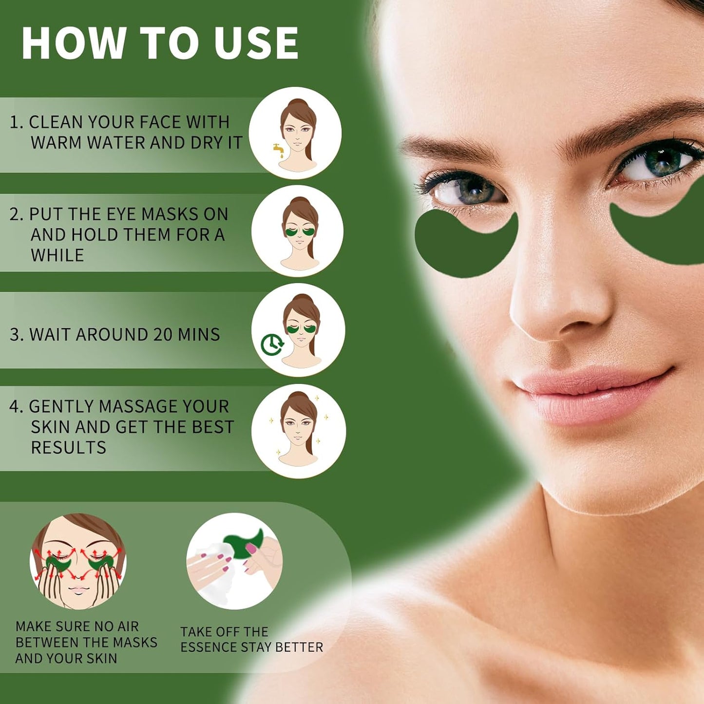 Under Eye Patches for Puffy Eyes 70PCS, Seaweed Eye Mask for Dark Circles and Puffiness, Under Eye Mask Patches Skincare, Eye Gel Pads, Eye Patches for Wrinkles, Puffy Eyes Bags Treatment Women Men