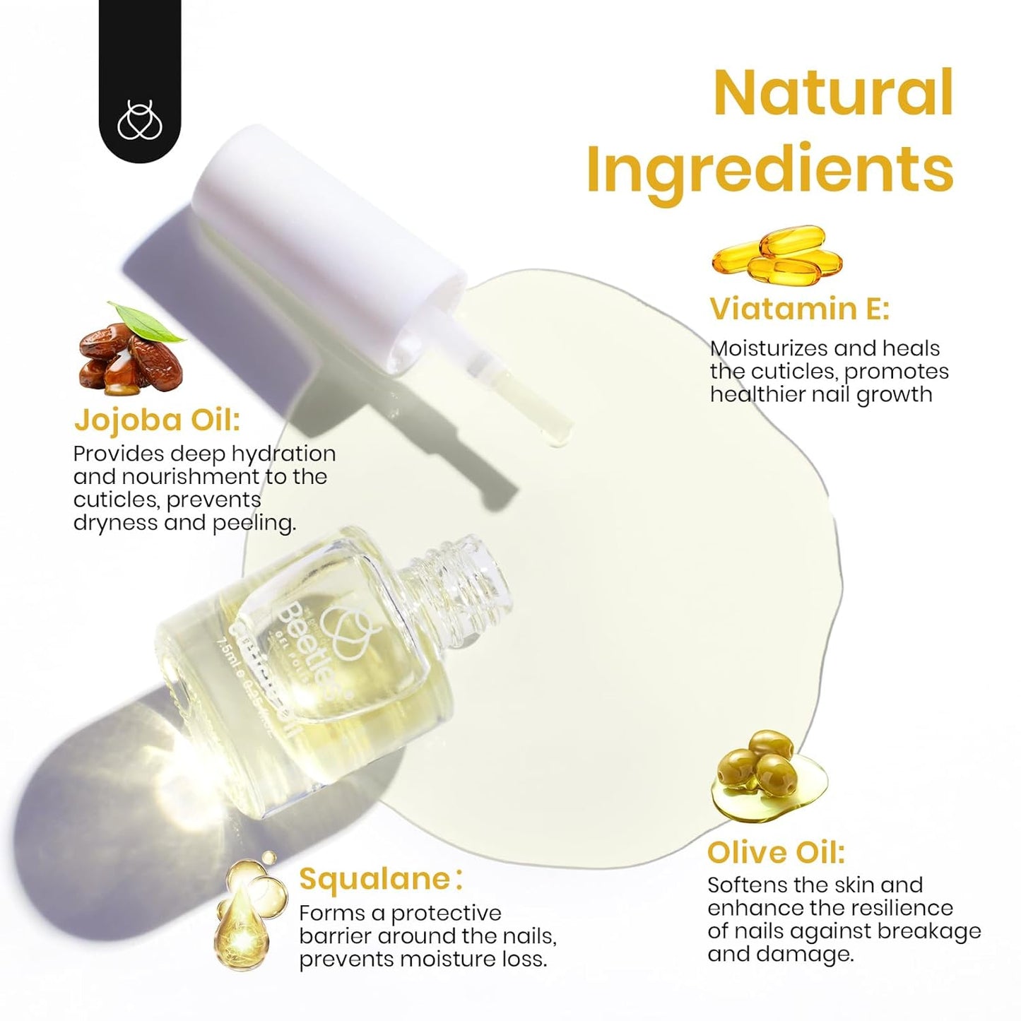 Beetles 7.5ml Cuticle Oil Nail Oil Cuticle Care for Nail, Damaged Cuticles, Stronger Nails Spa and Hand Manicure Essentials for Repaired Thin Nails DIY Home for Women