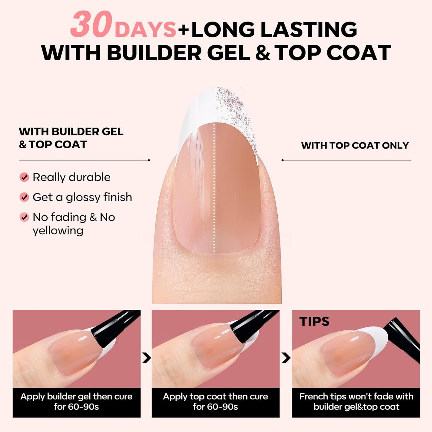 modelones French Tip Press on Nails, 150Pcs M-Almond Fake Nails with Nail Box, Deep Nude Gel Nail Tips for Women, Soft Glue-On Nails for Natural Salon Look, DIY Nail Art Kit (15 Sizes)