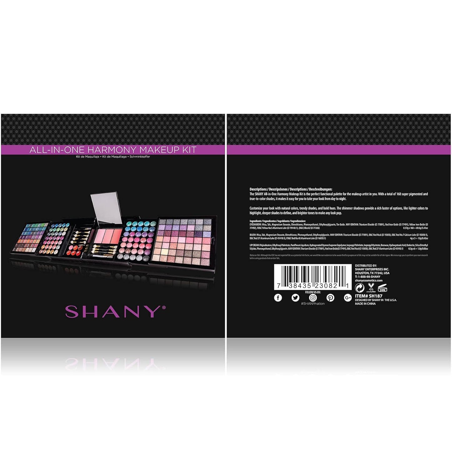 SHANY All In One Harmony Makeup Set - Ultimate Color Combination - Eyeshadows, Blush Powder, Lip-gloss Lipstick, Mini Makeup brushes, Makeup applicators, HOLIDAY GIFT IDEA - New Edition