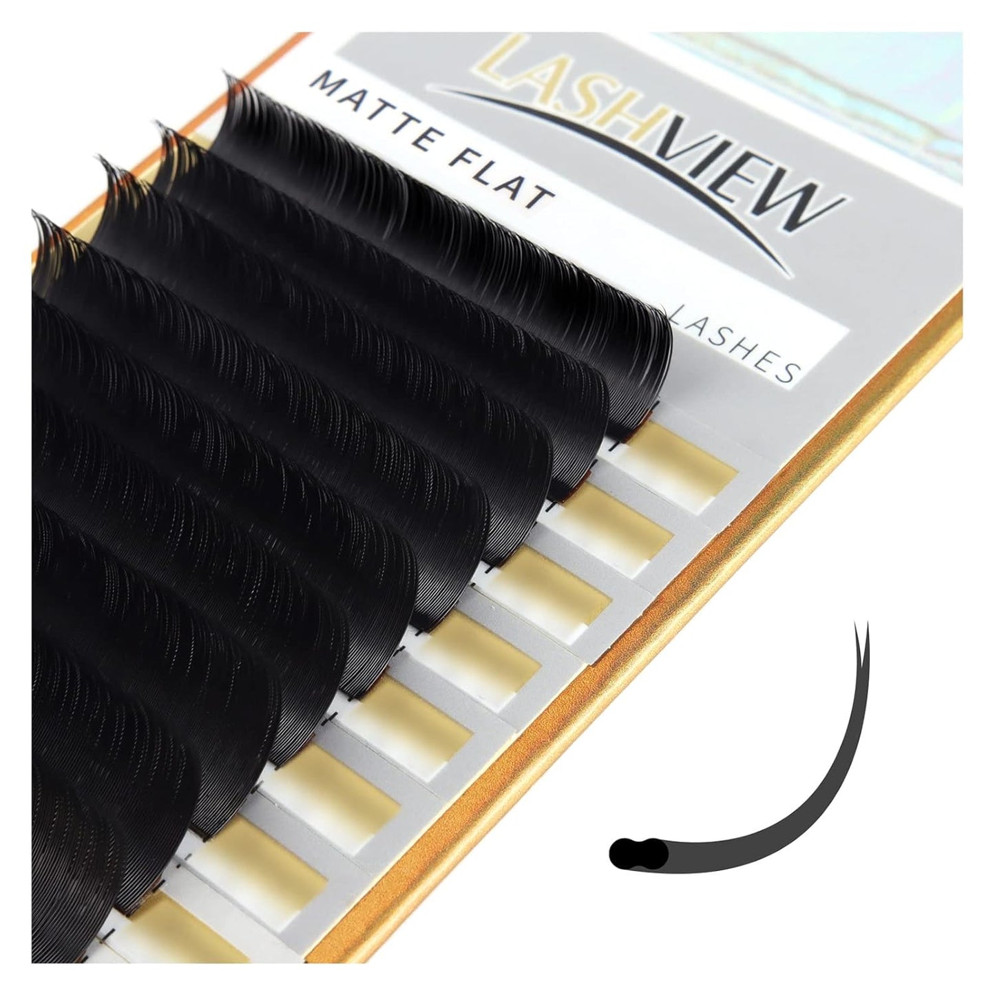 LASHVIEW Eyelash Extensions,Ellipse Flat Eyelash Extensions 0.20mm D Curl 8-15mm Mixed Tray, Black,Individual Lashes,Super Matte Extremely Soft Professional Salon Use