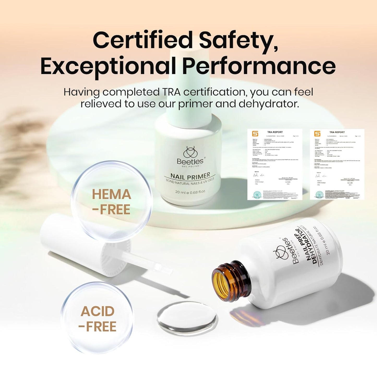 Beetles 20ml Nail Dehydrator : Professional Nail Prep Acid-Free & Hema-Free Dehydrate Bond Primer for Acrylic and Gel Polish