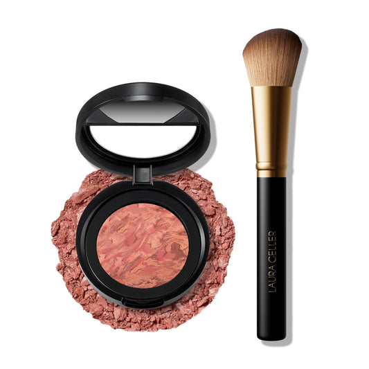LAURA GELLER NEW YORK Baked Blush-n-Brighten Marbleized Blush + Angled Brush (10 Rose All Day, 47mm)