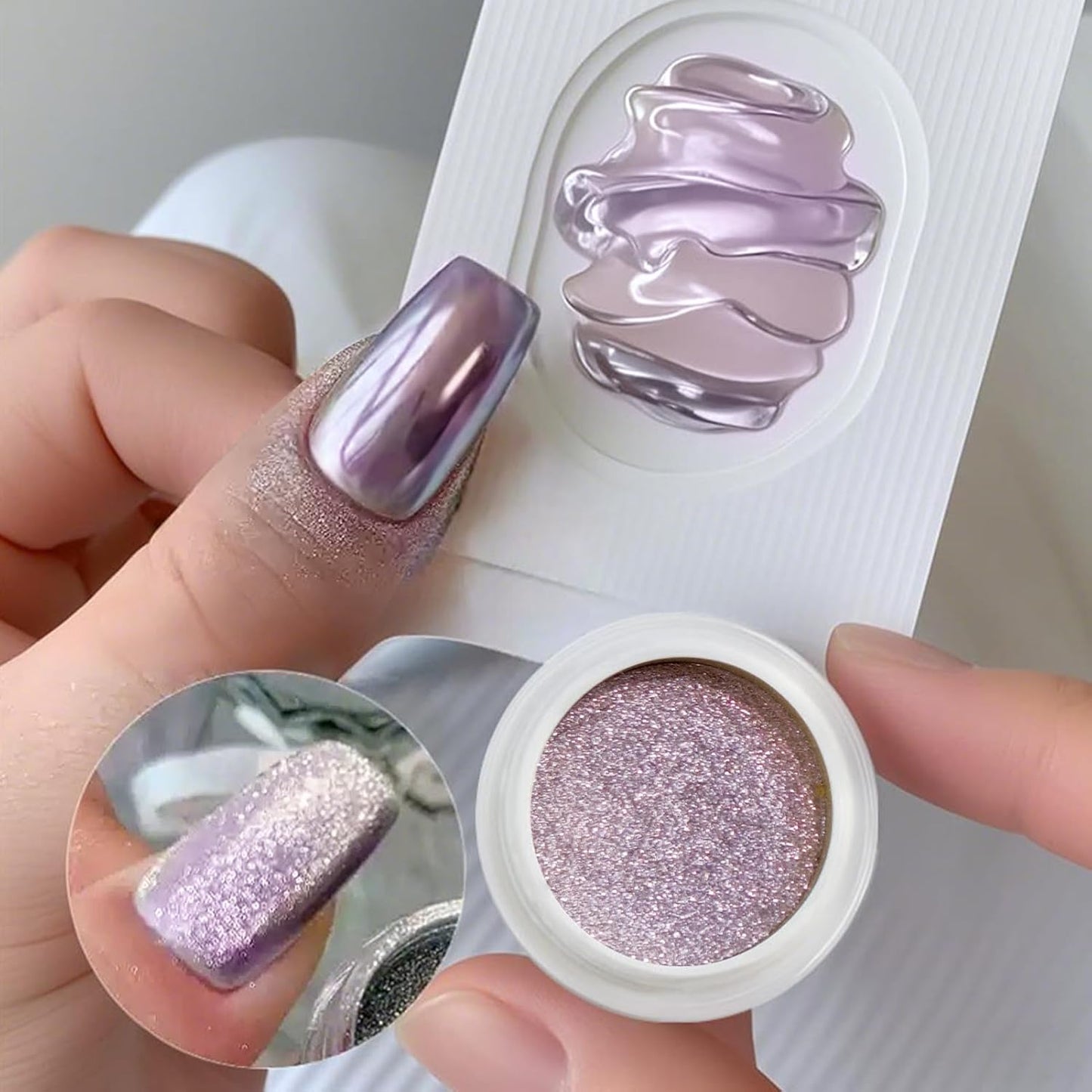 Born Pretty Purple Chrome Nail Powder Super Glossy Mirror Effect Metallic Nail Powder Cat Magnetic Eye Nail Powder Nail Glitter Manicure Pigments for Nail Art Design