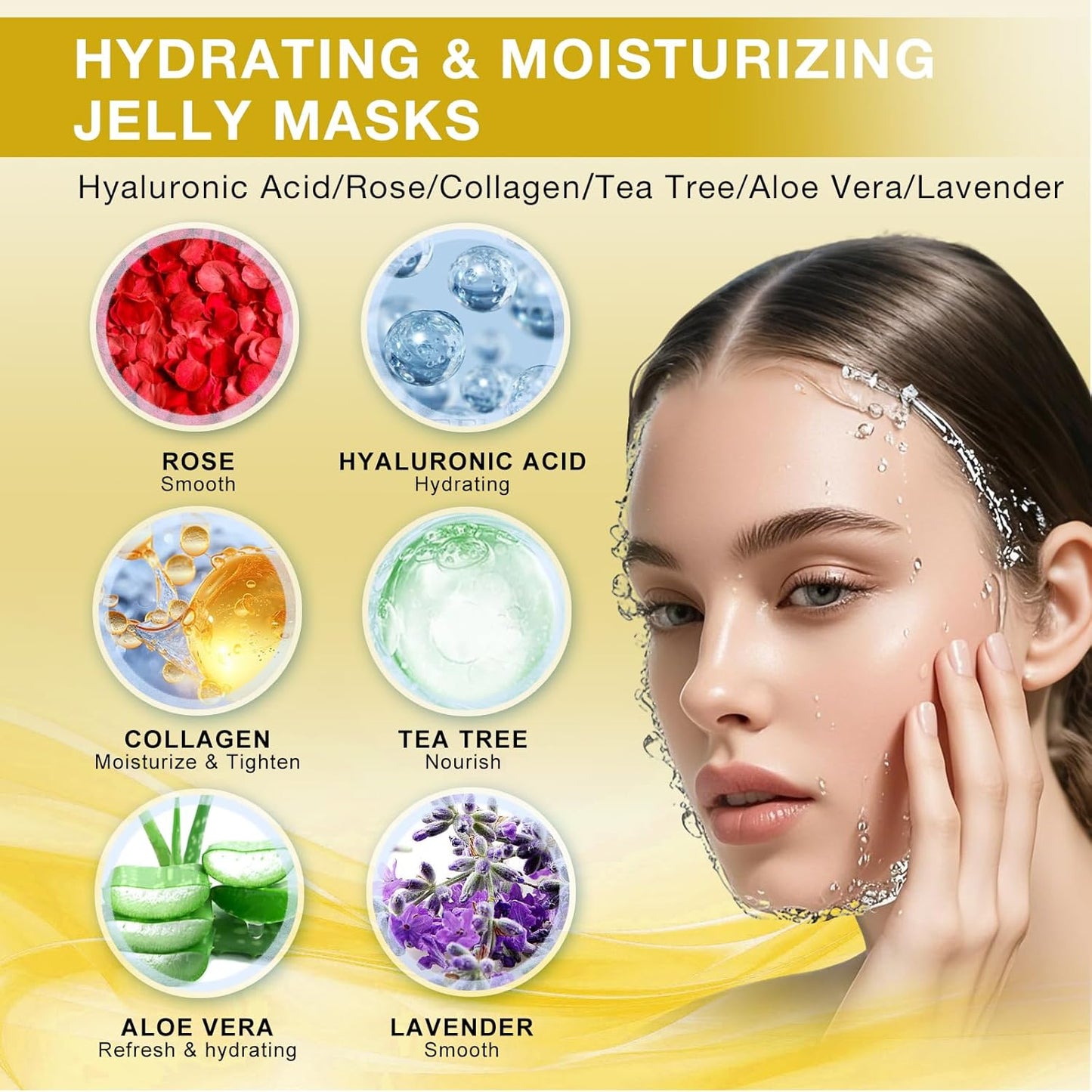 Jelly Mask for Facials Professional, Hydrating & Moisturizing Peel-Off Natural Gel Face Mask SkinCare, Professional Spa Use Jelly Face Masks, Deep Hydration & Glow 23 Fl Oz (6 Pcs)