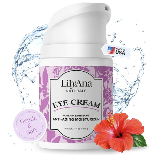 LilyAna Naturals Eye Cream for Dark Circles and Puffiness, Under Eye Cream for Wrinkles and Bags, Anti Aging Eye Cream helps Improve Dryness; for Sensitive Skin - 1.7 oz - Made in USA