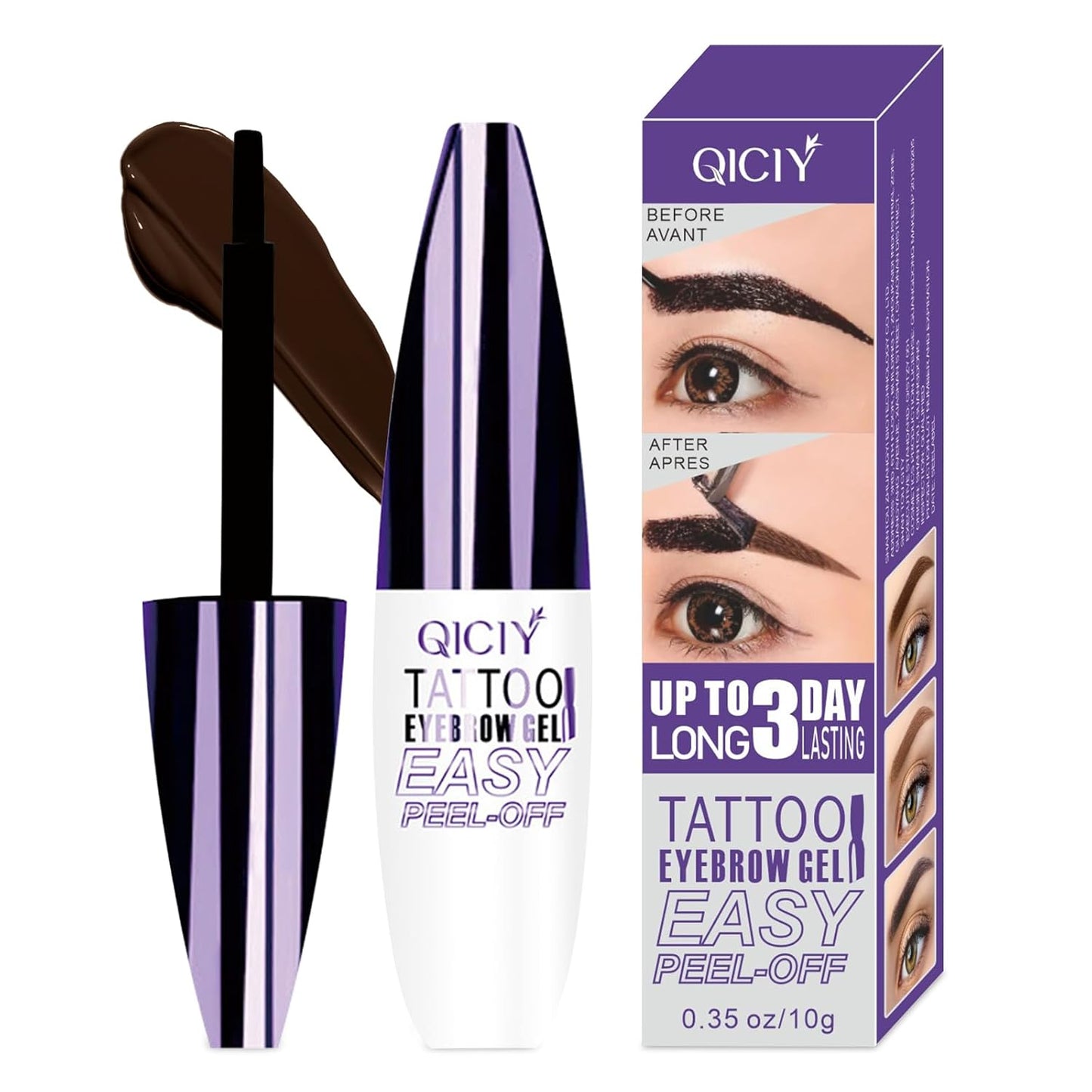 2025 New Tattoo Eyebrow Gel Easy Peel Off for Women, Upgrade Eyebrow Tattoo Peel Off, Transfer-proof Eyebrow Gels Waterproof for All Skin Types (Dark brown)