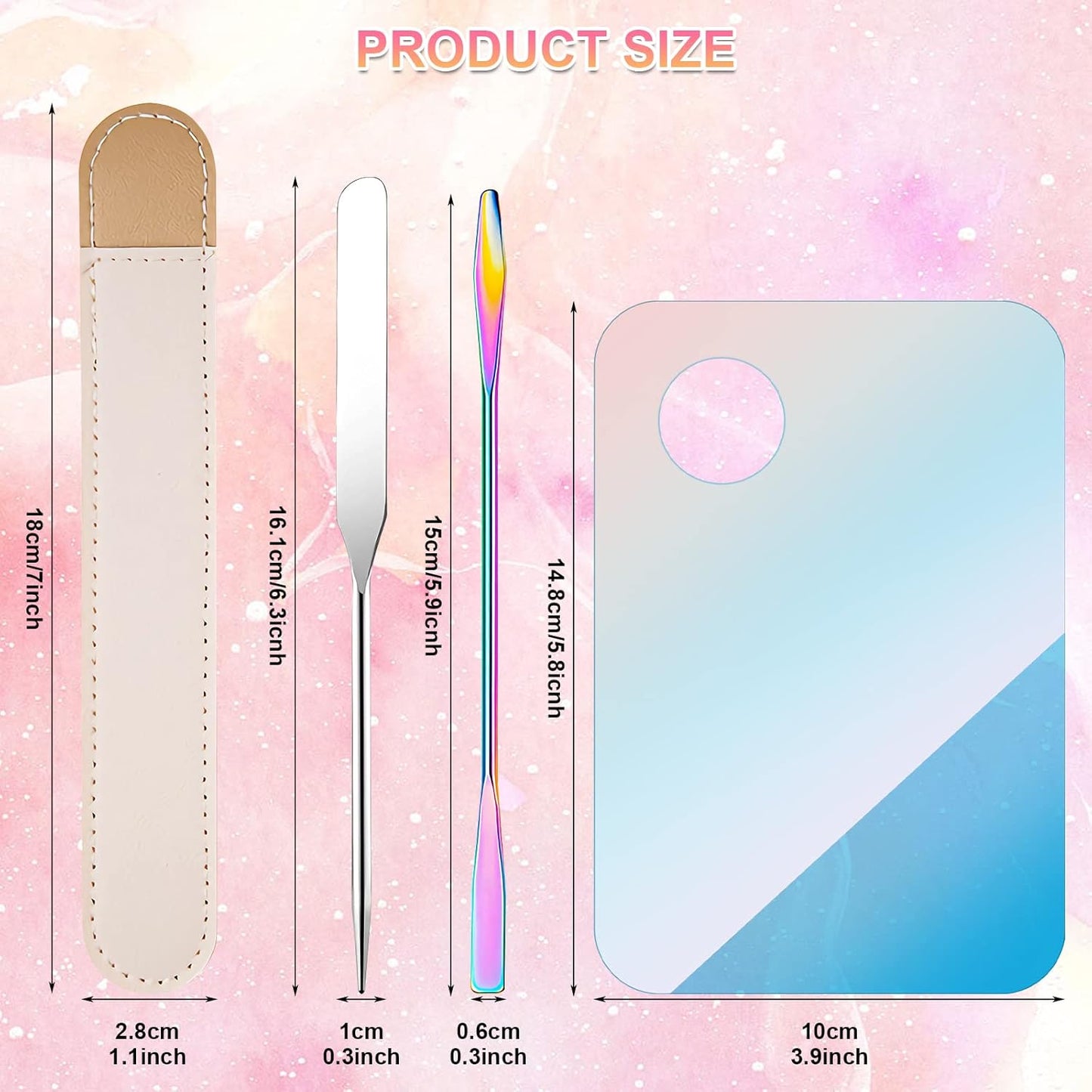 Makeup Spatula Korean Set, Senbos Professional Acrylic Makeup Palette with 2 Pcs Spatula Tool, Tray Apply for Foundation Eye Shadow Lipsticks Nail Art Pigment Blending Set with Leather Covers