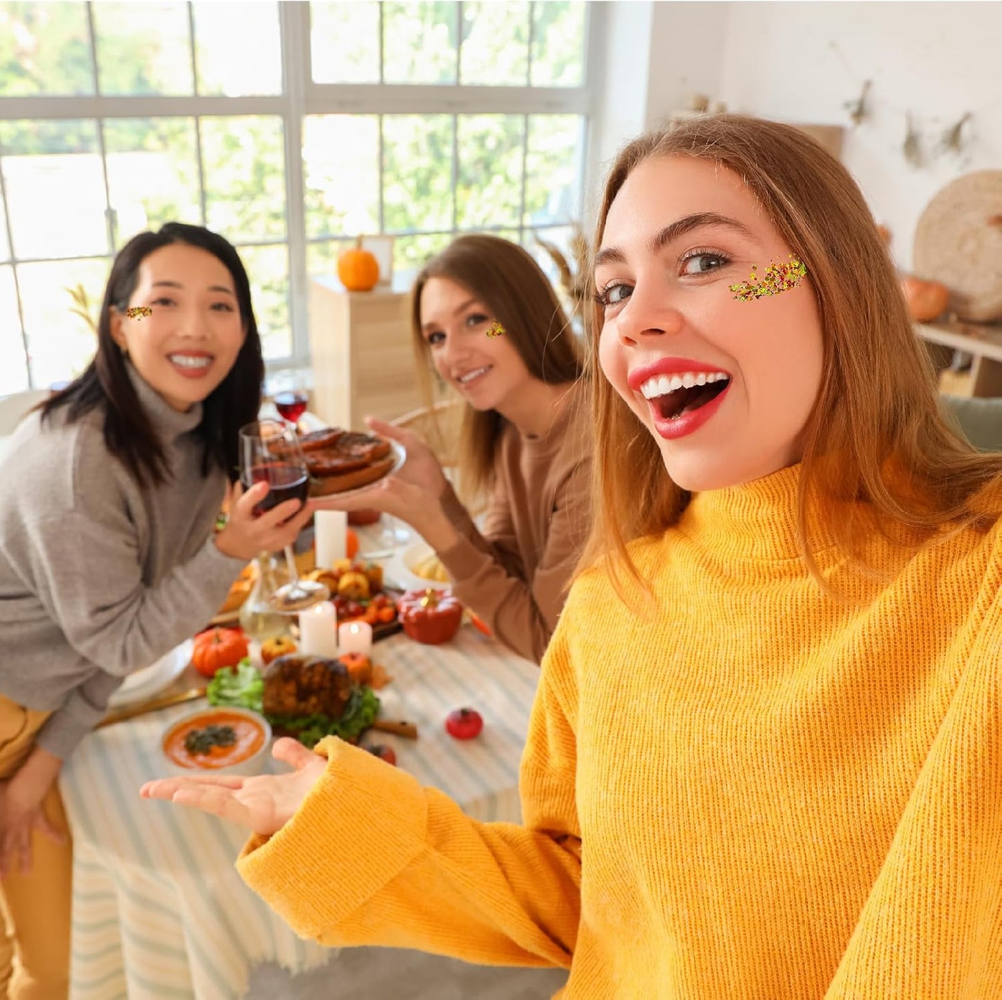 Thanksgiving Fall Glitter Gel for Body, Face, Hair and Lip, Color Changing Glitter Gel Under Light (Thanksgiving)