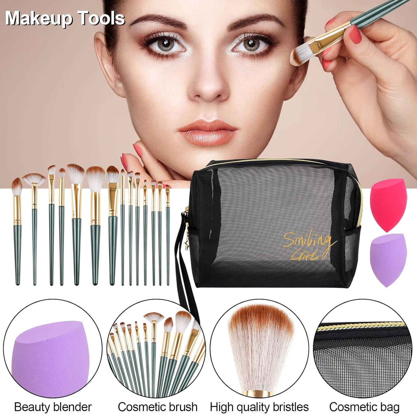 Fenshine Makeup Set,Make Up Starter Kit With Storage Bag Portable Travel Make Up Palette Eyeshadow Foundation Lip Gloss for Teenage & Adults (Type B)