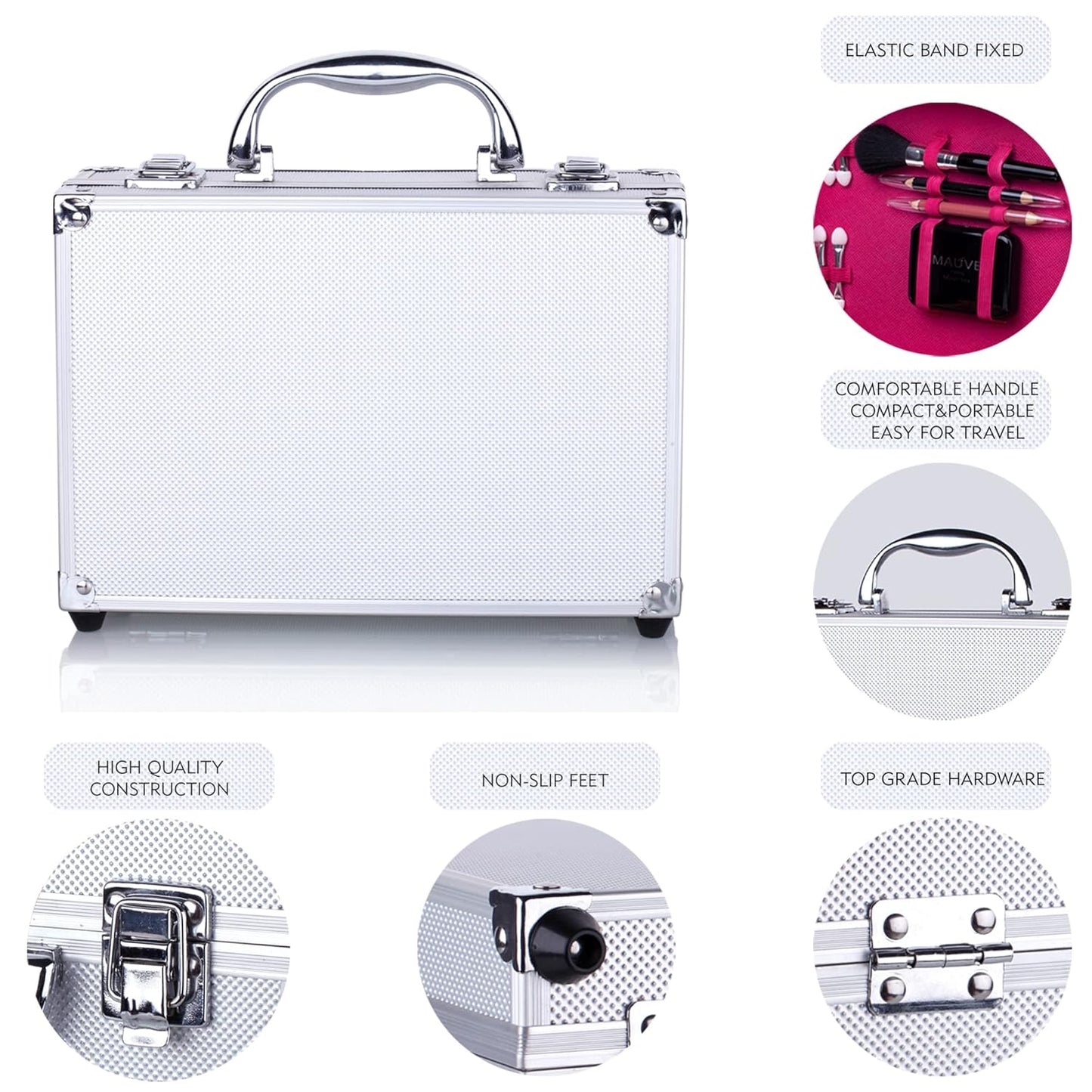 Makeup Kit for Girls and kids 8-12 Carry All Makeup Train Case with Pro Makeup for Teens Women Full Starter Cosmetics Set (SILVER)