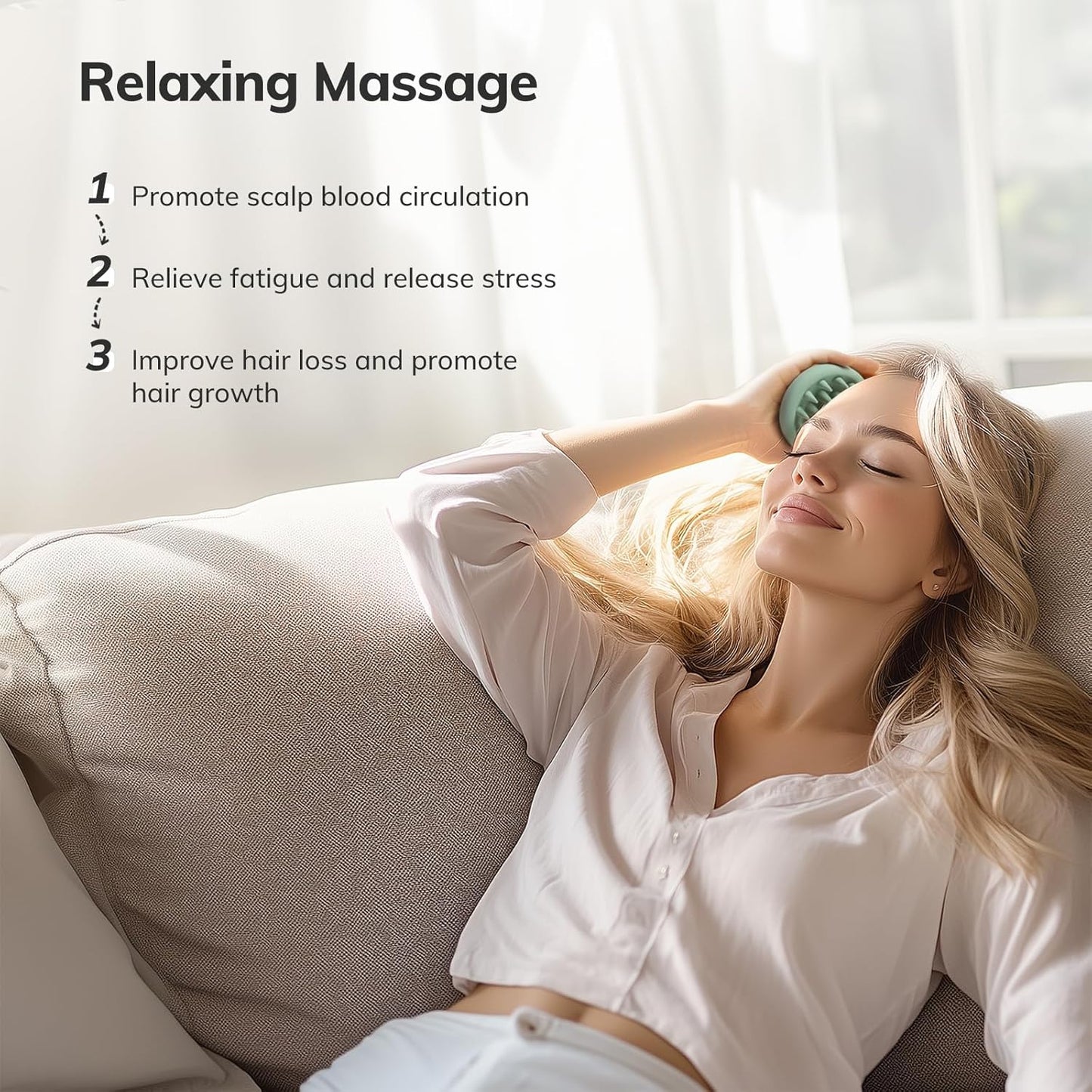 Sndyi Silicone Shampoo Brush with Soft Bristles - Scalp Massager, Exfoliator for Dandruff Removal, Wet/Dry Brush for Hair Growth, Scalp Care, and Hair Scrubbing