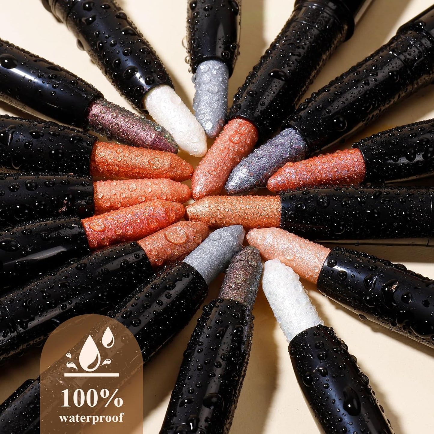 Cream Waterproof Hypoallergenic Eyeshadow Stick, long wear Metallic Glitter Matte Eye Shadow Pencil With Makeup Brush, Eye Brightener, 08 Desert Shimmer