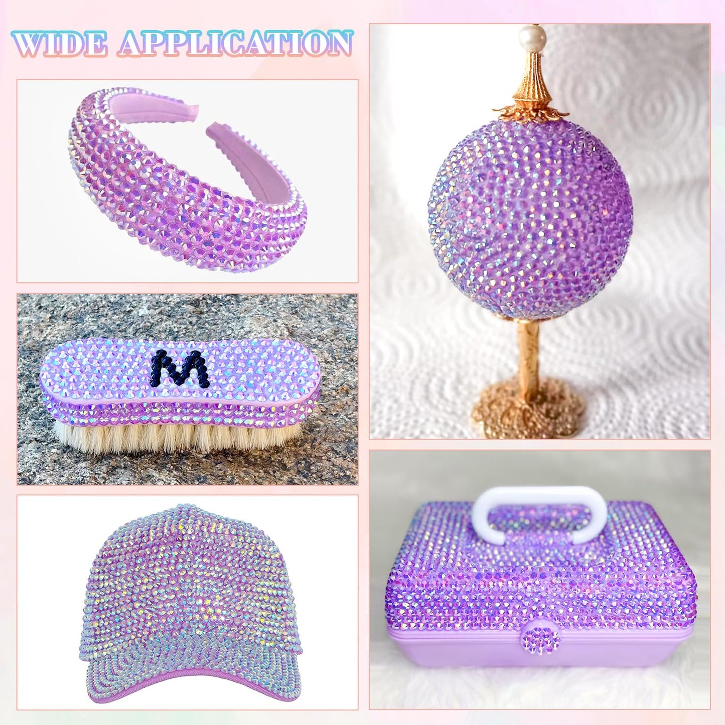 25000Pcs Resin Jelly Rhinestones with Tweezers for Crafting, 2-6mm Mixed Sizes (Lavender Purple AB) Non Hotfix Flatback Gems, Bedazzling Crystal for DIY Crafts Clothing Tumblers Shoes Decor Nail Art