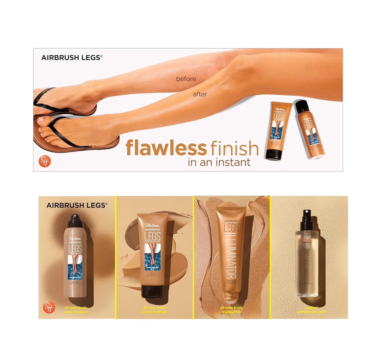 Sally Hansen Airbrush Legs® Illuminator™, Leg Makeup, Nude Glow, Easy Application, Flawless Looking Legs, Rollerball Applicator
