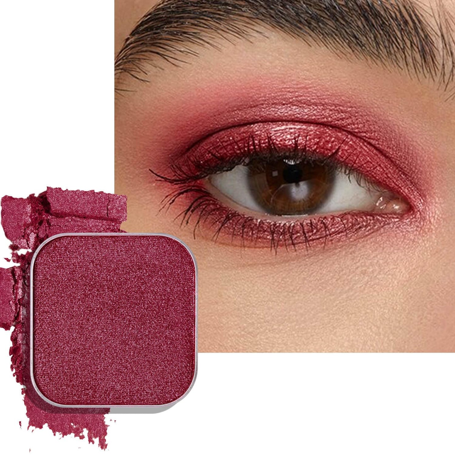 Shimmer Single Eyeshadow Refill – Plum Coloring, High Pigment, Long-lasting, No Fallout – Single Pan with Metal Base, Compatible with Magnetic Palettes – Eyeshadow Pan for DIY Makeup