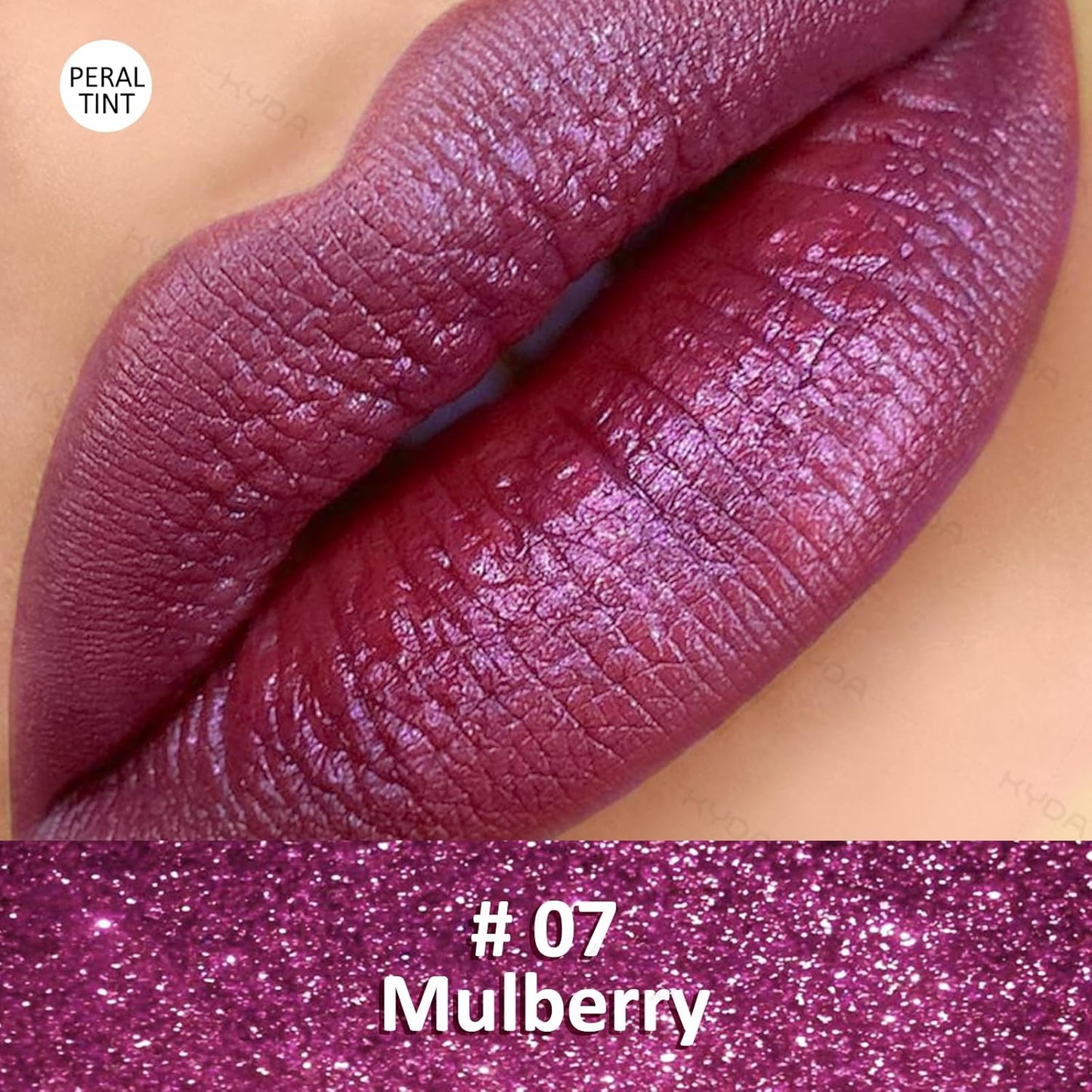 KYDA Purple Shimmer Lipstick, Metallic Pearl Lipstick, Lasting Non-sticky Glitter Lips Color, High Glossy Lips Makeup for Women, Mulberry