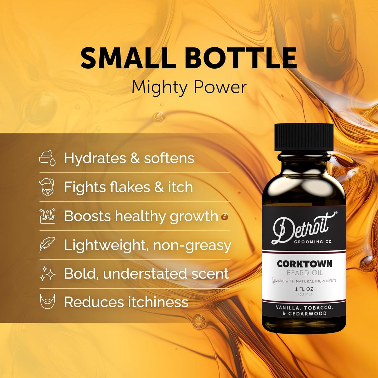 Detroit Grooming Beard Oil | Hydrating & Nourishing Formula with Vitamin E • Corktown Scent (1 oz)