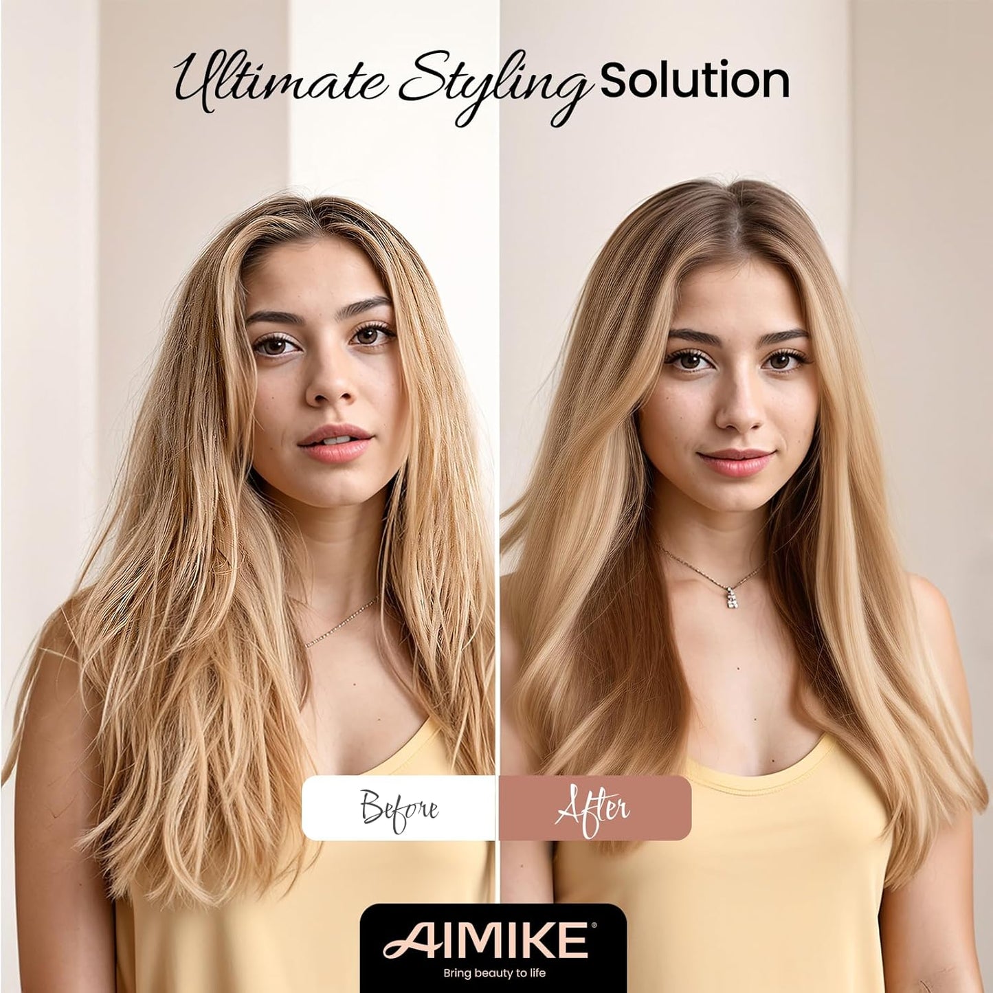 AIMIKE Nano Ionic Tech Small Round Brush, Ceramic Round Brush for Blow Drying, Styling and Boost Volume, Natural Wood Round Hair Brush, One Piece Design - 1.4 Inch/35mm