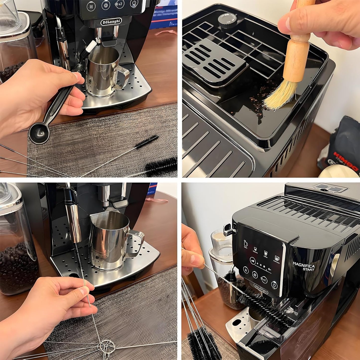 Coffee Machine Cleaning Brush - 15 PCS Straw Brush,Long Handle Bottle Brush, Flexible Scrub Brush for Water Bottles, Glasswares, Mugs,Coffee Pots, Cups,Water Bottles,Bent Pipe