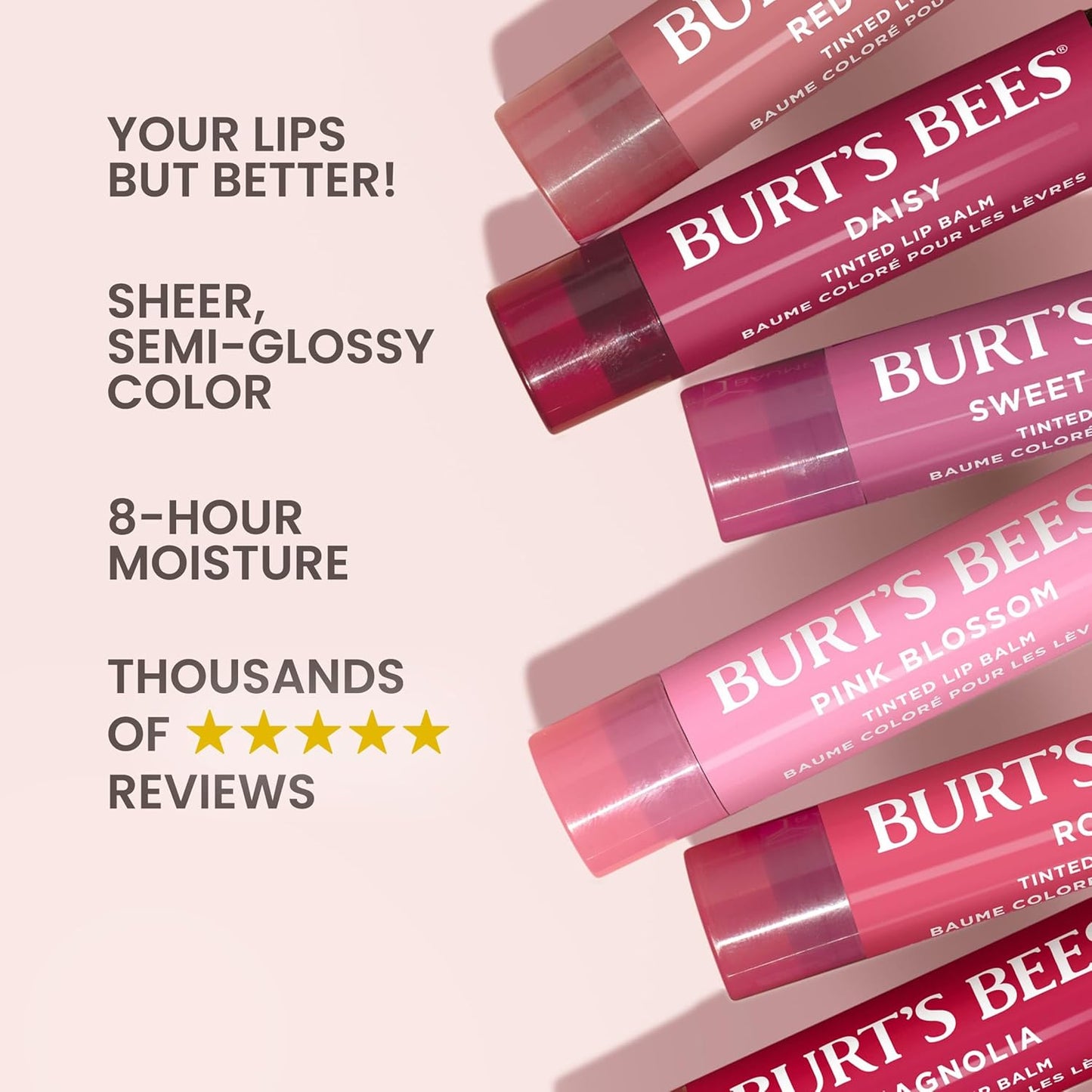 Burt's Bees Lip Tint Balm with Long Lasting 2 in 1 Duo Tinted Balm Formula, Color Infused with Deeply Hydrating Shea Butter for a Natural Looking Buildable Finish, Soft Hibiscus (2-Pack)