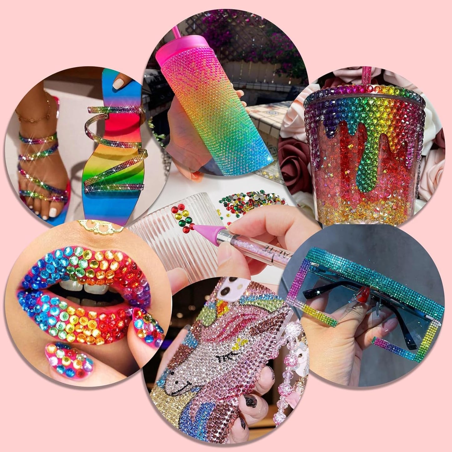 Canvalite 25000PCS Resin Jelly Rhinestones for Crafting, Christmas Flatback Gems, Bedazzling Crystal with 5x2.5g B7000 Jewelry Glue and Tweezers Dotting Pen for DIY Crafts Clothing Shoes Nail Art