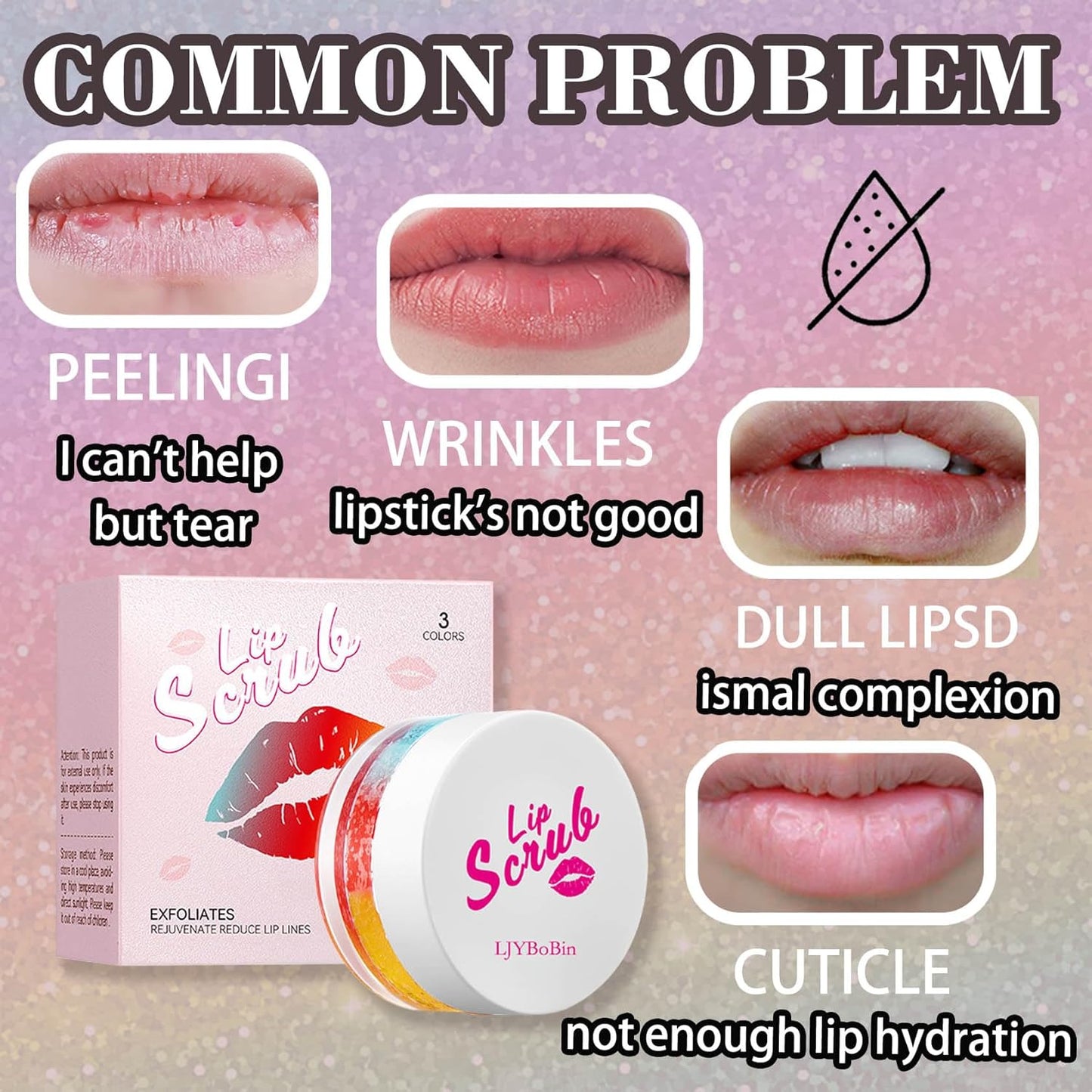 Nourishing Smooth Lip Scrub,Soft Long Lasting Moisturizing Lip Scrubber Exfoliator for Men & Women,Gentle Non-Greasy Sugar Scrub Lip Cares Moisturizer