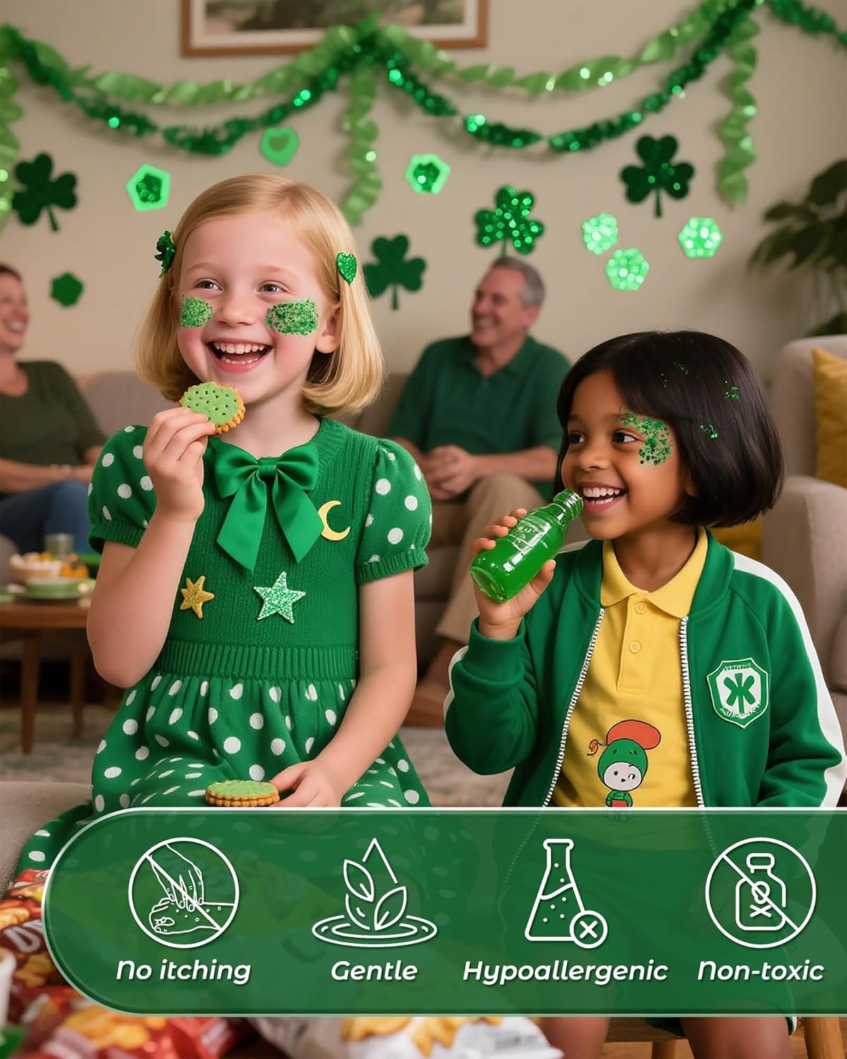 6PCS Green Face & Body Glitter Gel Kit - Holographic Chunky Sequins for Festival, Rave Accessories | Green Face Paint for Women, Kids Sparkling Makeup | Easy to Apply & Wash Off