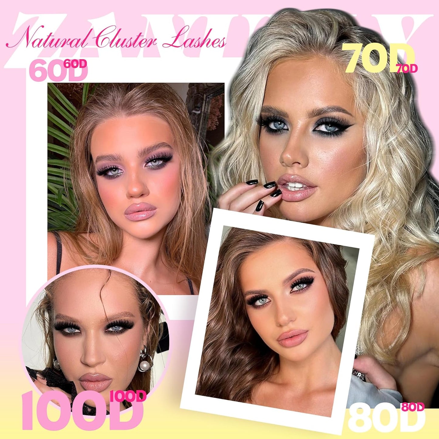 Lash Clusters D-Curly Individual Lashes Volume Eyelash Clusters Bulk zanlufly Thick Lash Extension 560Pcs Natural DIY Eyelash Extension (9-16MM,60D+70D+80D+100D)