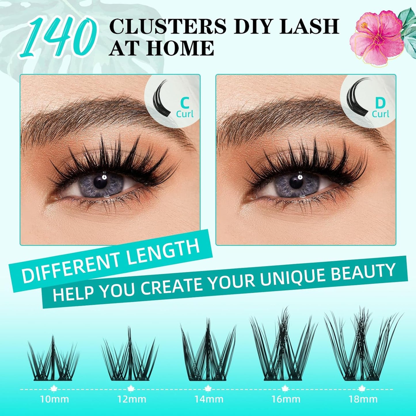 Lash Clusters Manga 140Pcs Eyelash Cluster Wet Look Ultra-Thin Lash Band Eyelashes Extensions Spiky Anime Wide Span Lashes(Puppy,C-16mm)