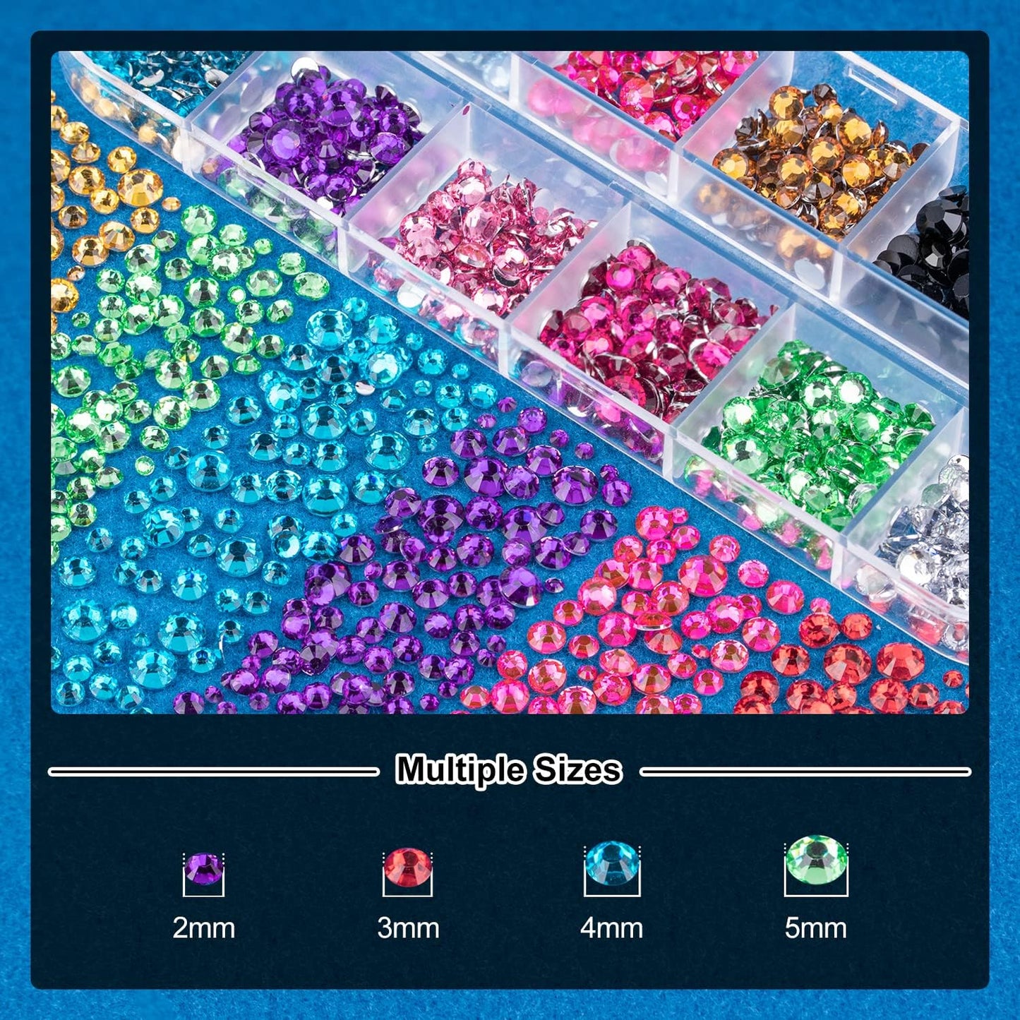 Nail Art Rhinestone Glue Gel&Flatback Gems Accessories Kit, 1 Tube of 15ml Rhinestone Gel Glue(UV/LED Needed)+1 Box of Flat-Back Round Mixed Color Gemstones with Pickup Pencil and Tweezer