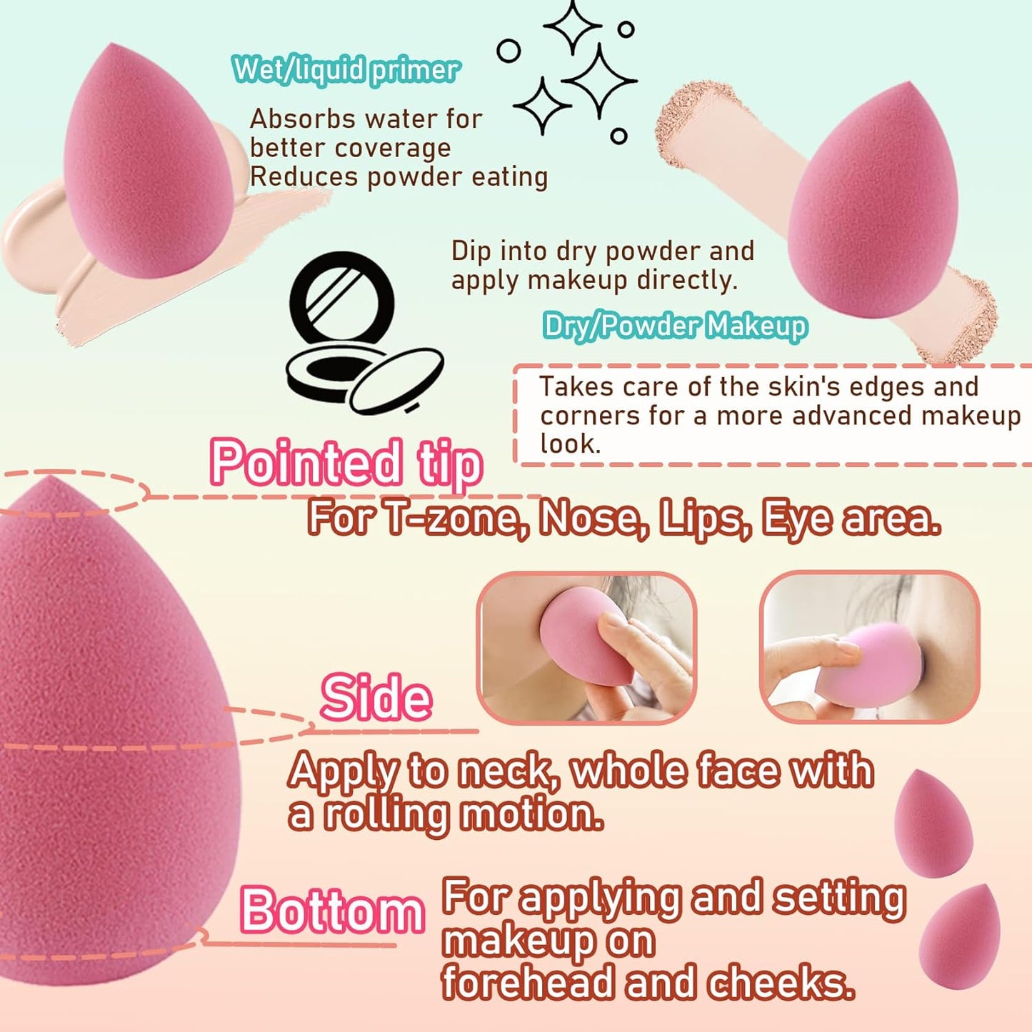 Mushroom Head Air Cushion CC Cream Foundation Set,Includes Full Coverage Foundation,Moisturizing BB Cream,Waterproof Loose Setting Powder,Black Petal Brush and Pink Makeup Sponge