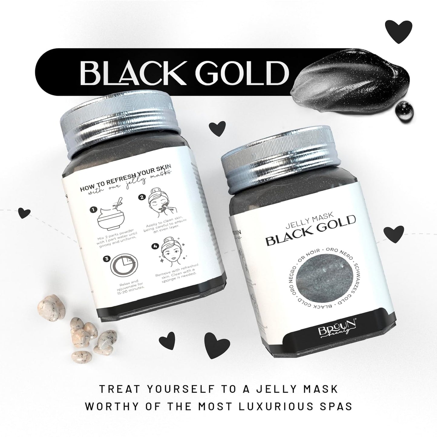 Jelly Mask Jar Black Gold Salicylic AC BHA Peel-Off Face Care Rubber Mask | 23 fl oz Skin Care Moisturizing Gel Mask Jar Spa Set