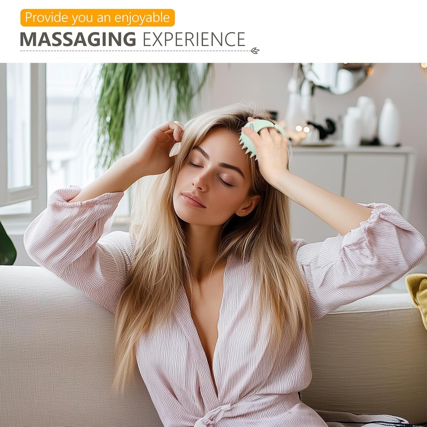 Sndyi Scalp Massager Shampoo Brush, Scalp Scrubber with Soft Silicone Bristles, Scalp Exfoliator for Dandruff Removal, Scalp Massager for Hair Growth, Wet Dry Hair Brush for Scalp Care, Green