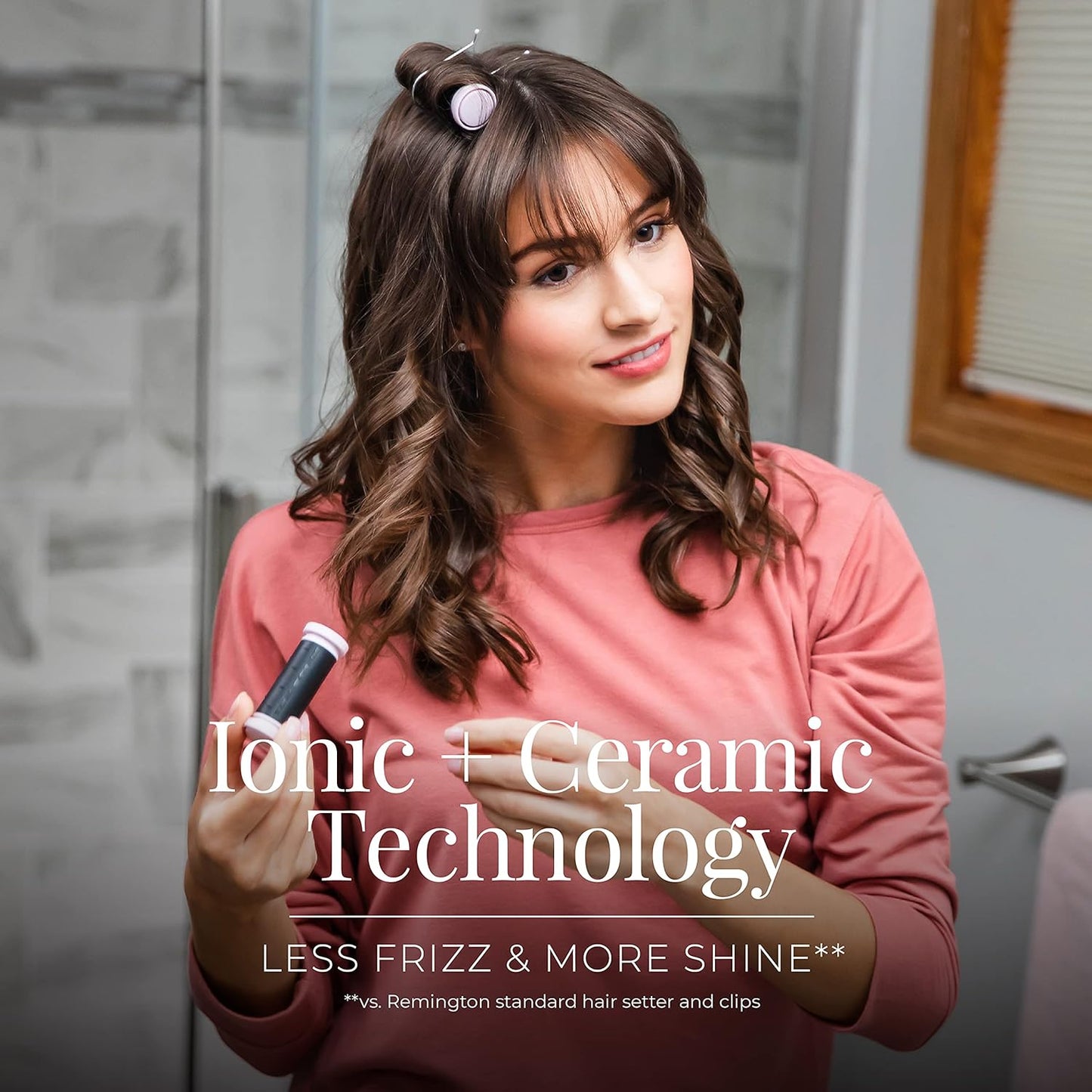 Remington Compact Ceramic Dual Voltage Hot Rollers for Long and Short Hair, Hair Setters, Hair Curlers, 1-1 ¼" Purple/Black, 10 Piece Set