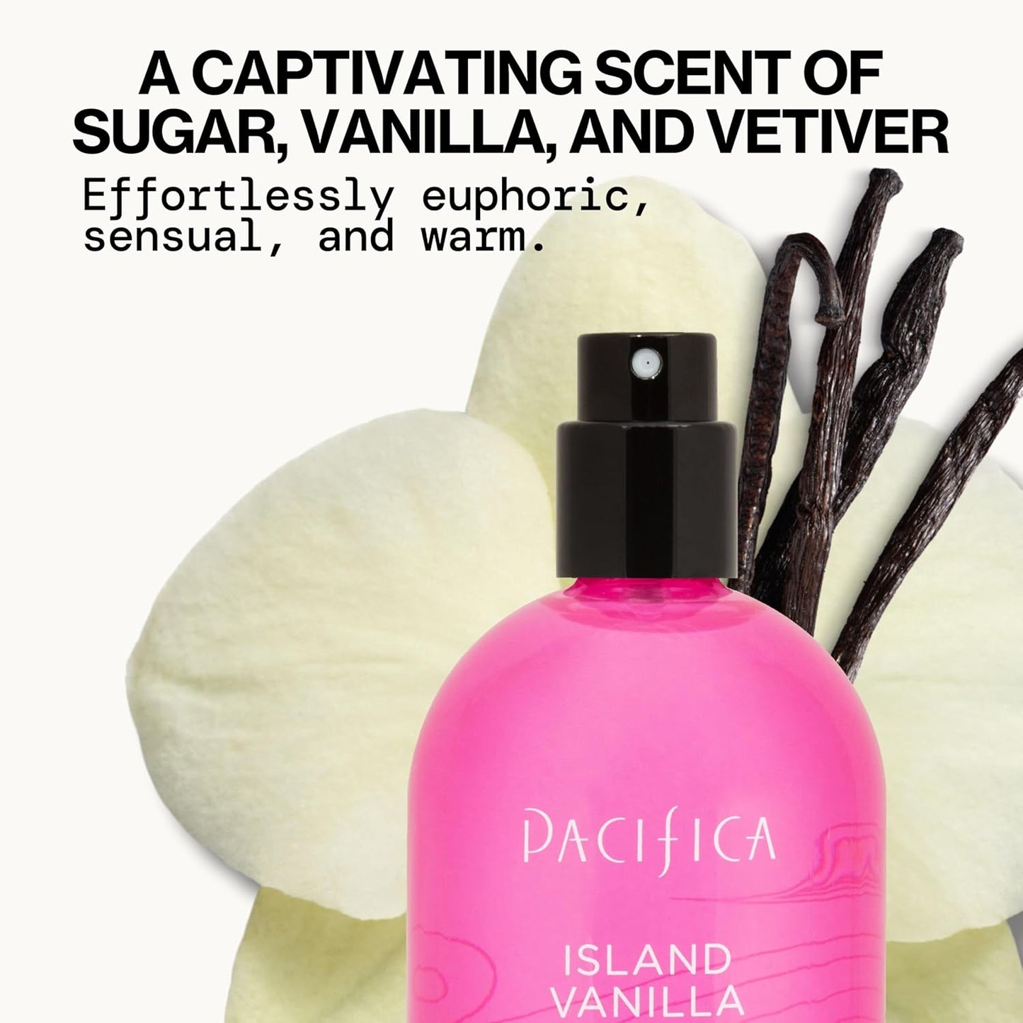 Pacifica Beauty Island Vanilla Spray Perfume – Sweet Tropical Vanilla Gourmand Scent, Long Lasting Everyday Signature Fragrance for Women, Non-Toxic, Vegan, Cruelty-Free Clean Perfume 2oz
