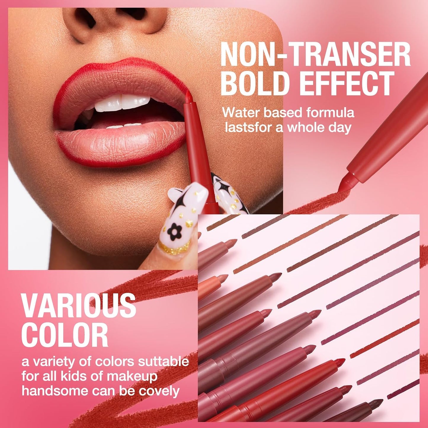 LANGMANNI 12 Colors Sculpting Matte Velvet Lip Liner Set,Smooth Creamy Texture,Waterproof And High Pigmented For Girls Daily Application Lip Makeup