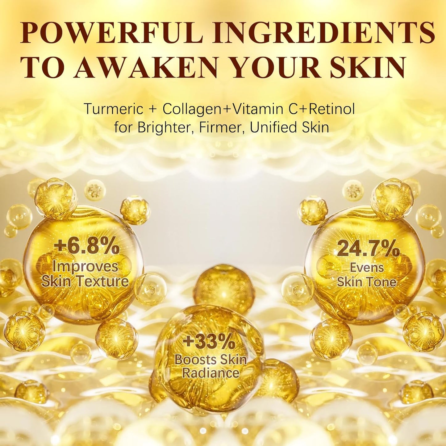 Turmeric Vitamin C Collagen Overnight Wrapping Peel Off Mask for Lifting & Firming Face/Neck, Saggy/Dull/Roughed Skin treatment for Clear, Dewy, Radiant Face, 2.53 Oz/75 ML