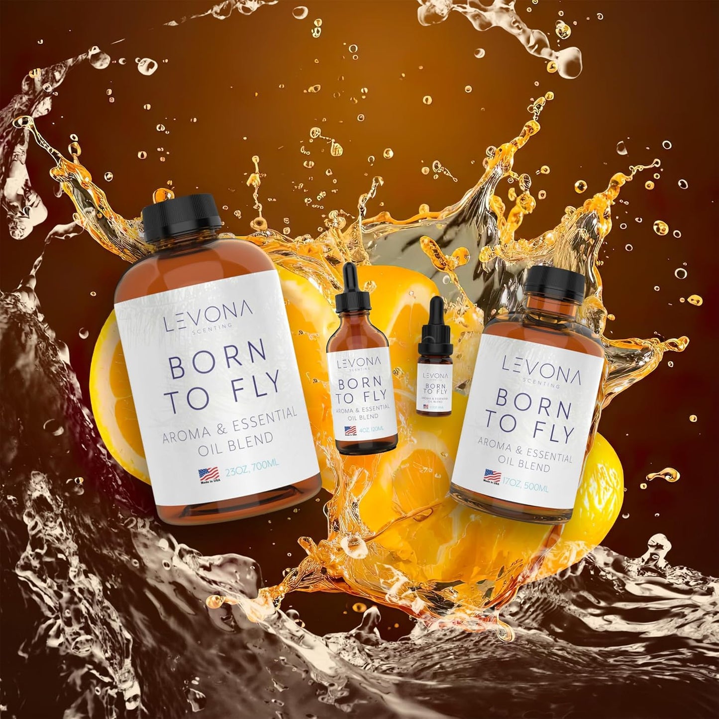 Levona Scent Essential Oils - Scents for Home, Hotel & Office Use - Perfect for Home Diffuser & Humidifiers - Aroma Fragrance Oil, Ideal for Massage, Relaxation, and Spa - Born to Fly, 120ml