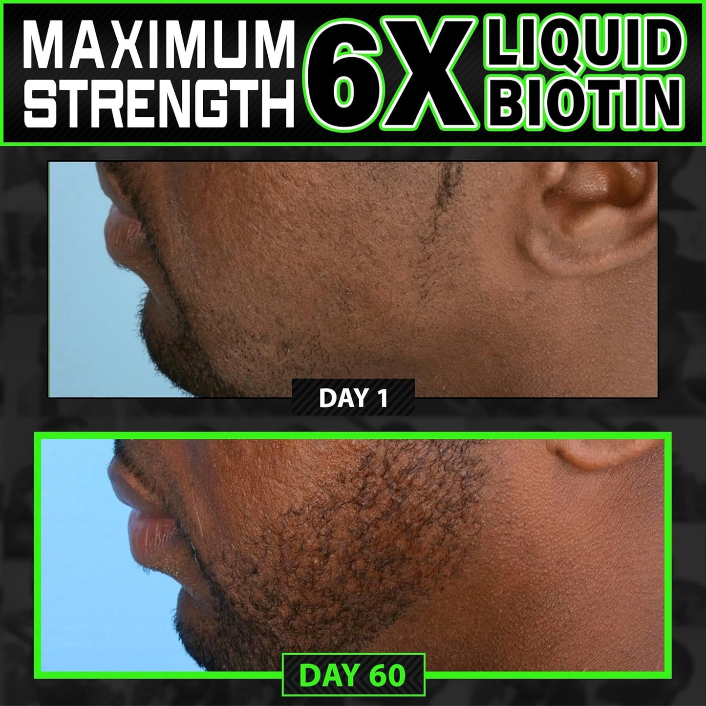 Liquid Biotin Collagen Peptides for Beard Growth and Thickening - Men's Beard and Hair Growth Supplement - Biotin Liquid Drops 96,000mcg 6X More Absorption