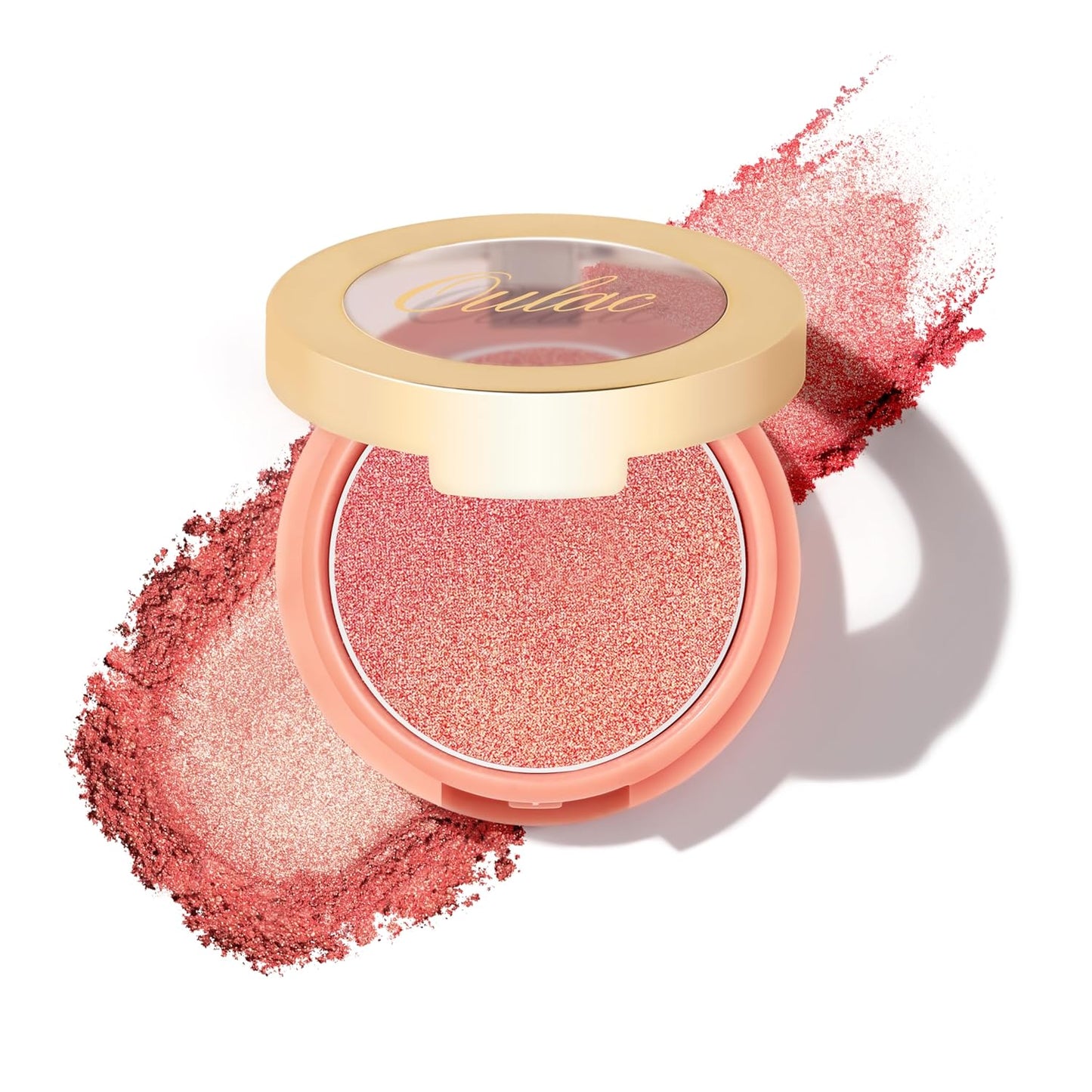 Oulac Luminous Blush Makeup Glow Coral Gold|Subtle Shimmery Creamy Powdery Blush Highlighter Cheek| Pigmented&Blendable | Light to Medium Skin Tone| Vegan & Cruelty-Free| 4.8g F03 Sweet Date