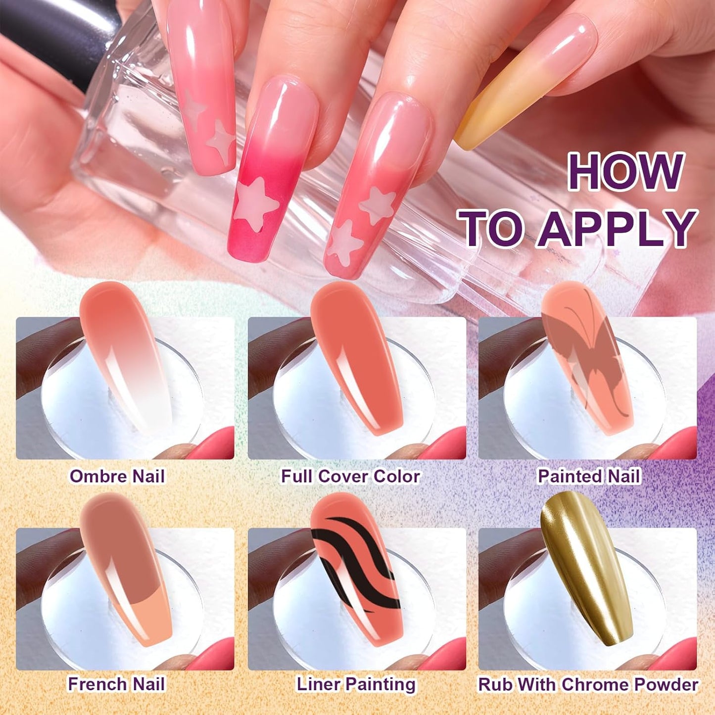 Gradient Painting Gel, 9 Colors Ombre Gel Nail Polish Nude Pink for Pigment Pat Aura Nails, French Manicure Long Lasting Home Salon DIY Nail Art Terracotta Blush（01）