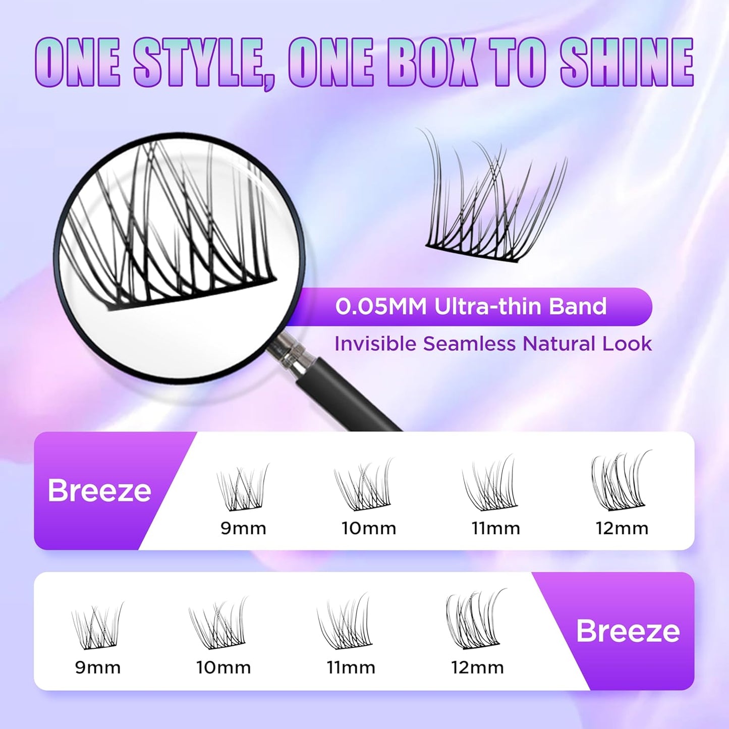 Lash Extension Kit DIY Lash Clusters Kit Eyelash Extensions Individual Lashes Extensions with (Bond,Seal,Tweezers,168Pcs,Breeze,0.07D,9-12mm)